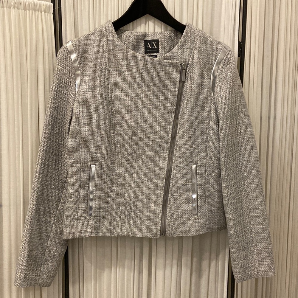EUC Armani Exchange Cropped Knit Moto Jacket - Size Medium